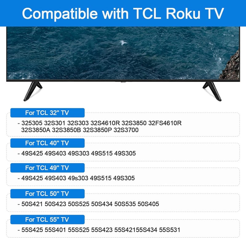 MILADA (نسخة مطورة) أرجل قاعدة التلفاز لتلفاز TCL الذكي وتلفاز TCL روكو - 32 بوصة 40 بوصة 43 بوصة 48 بوصة 49 بوصة 50 بوصة 55 بوصة 60 بوصة 32S305 32S301 32S303 32S4610R 32S3850 32S3850A 32S3850B 32S3850P مع براغي - Image 5